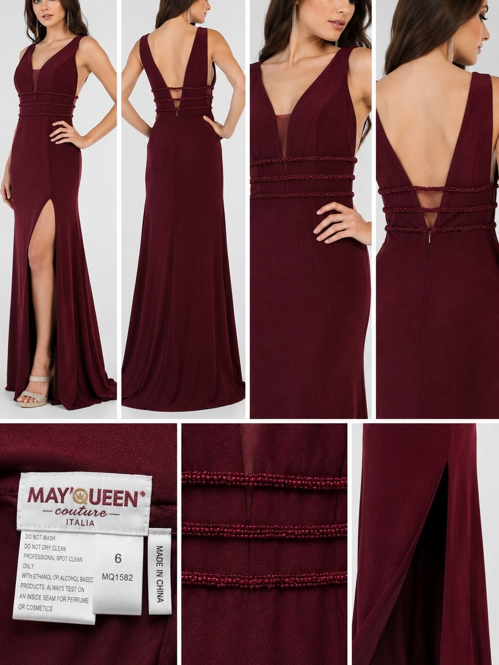 NWT May Queen Couture MQ1582 Burgundy Formal Gown – Size 6